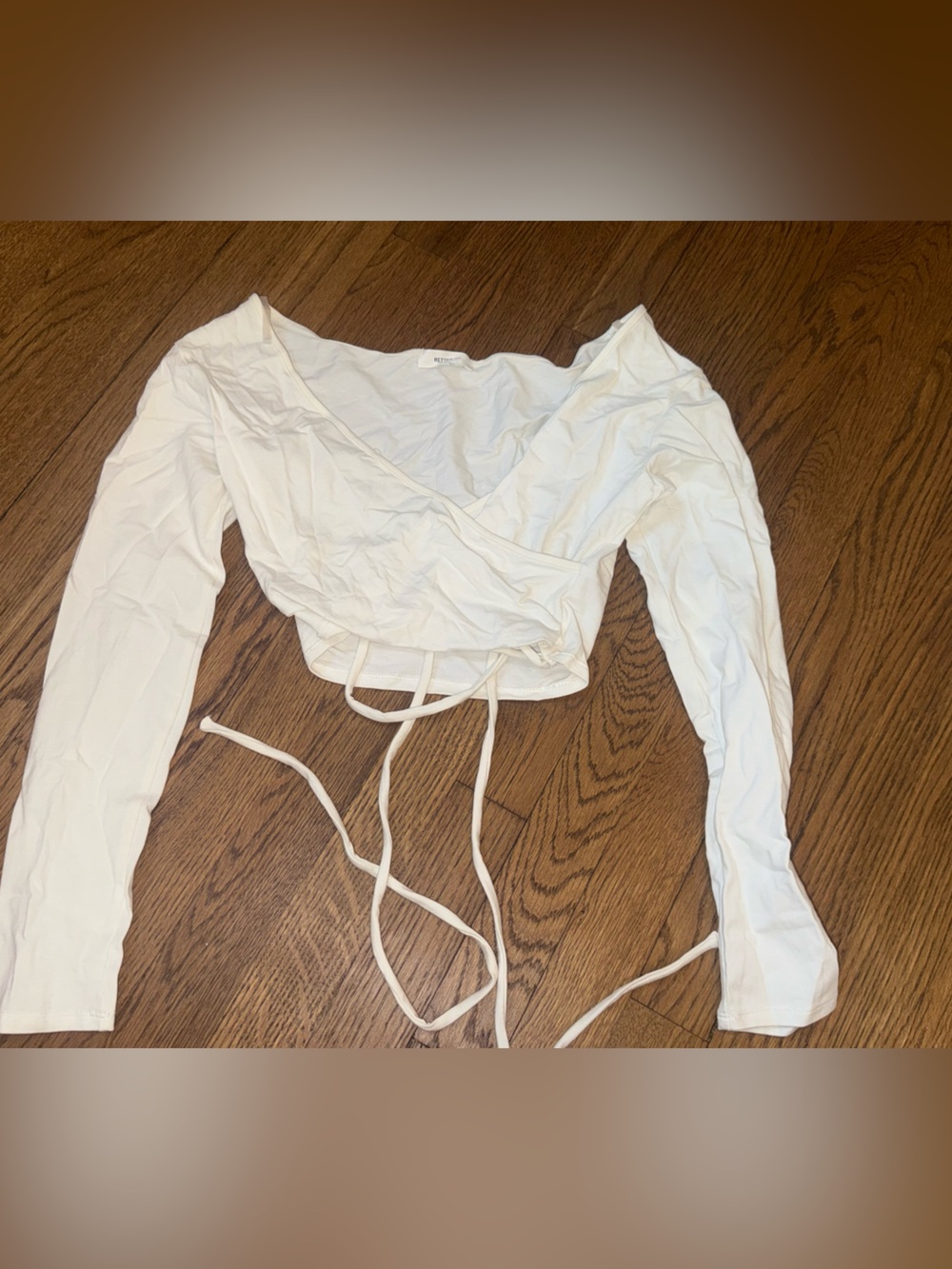 Better Be White Long-Sleeve Cropped Wrap Top
